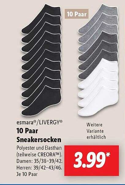 esmarA®/LIVERGY® 10 Paar Sneakersocken