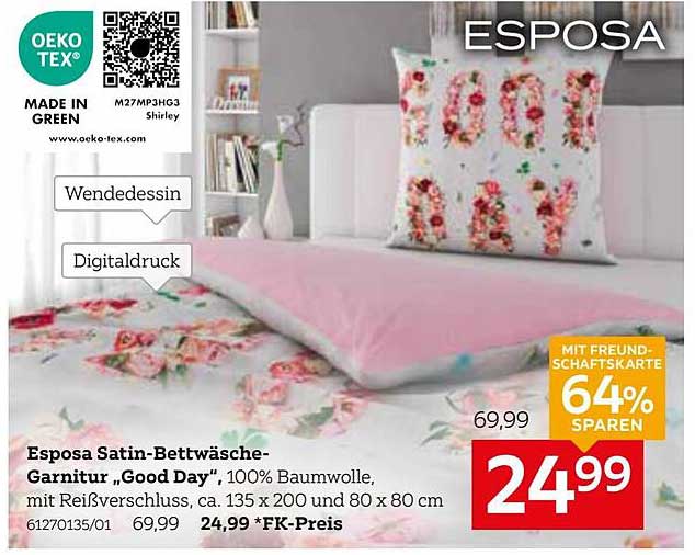 Esposa Satin-Bettwäsche-Garnitur „Good Day“