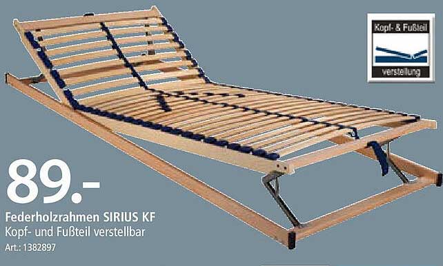 Federholzrahmen SIRIUS KF – Kopf- und Fußteil verstellbar