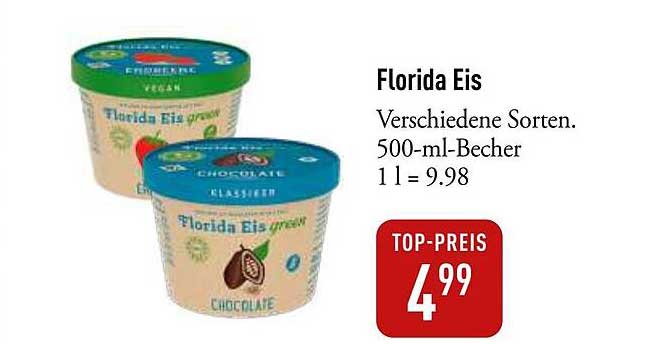 Florida Eis - verschiedene Sorten, 500-ml-Becher