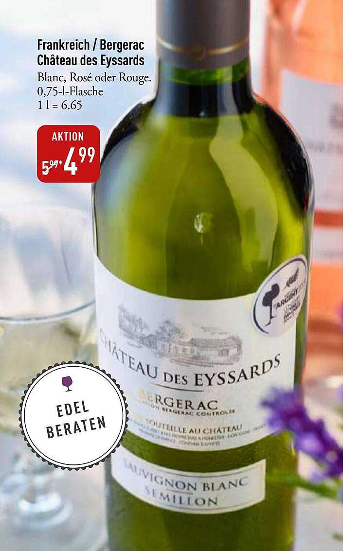 Frankreich / Bergerac Château des Eyssards Blanc, Rosé oder Rouge - 0,75-l-Flasche