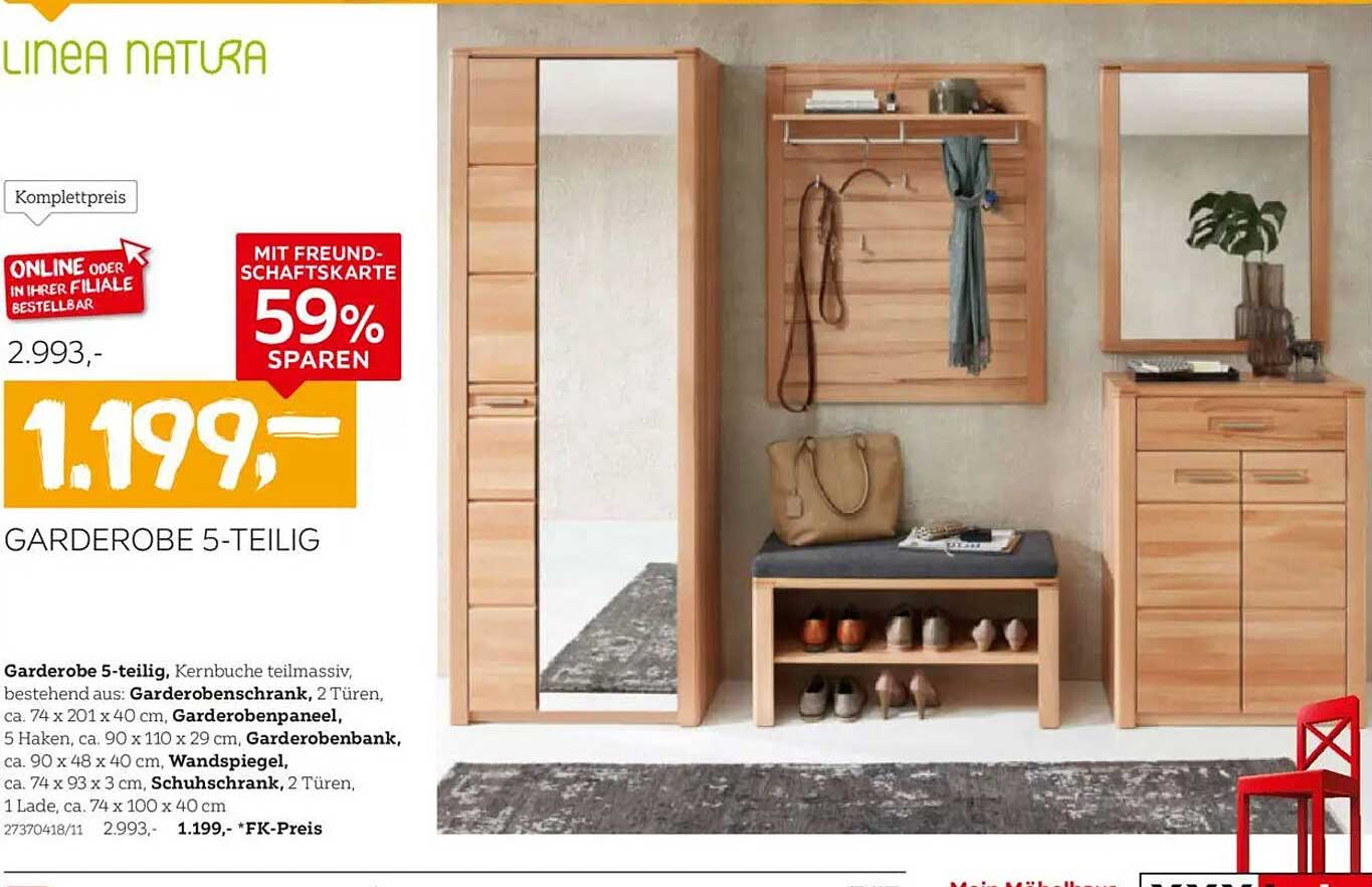 Garderobe 5-teilig von LINEA NATURA