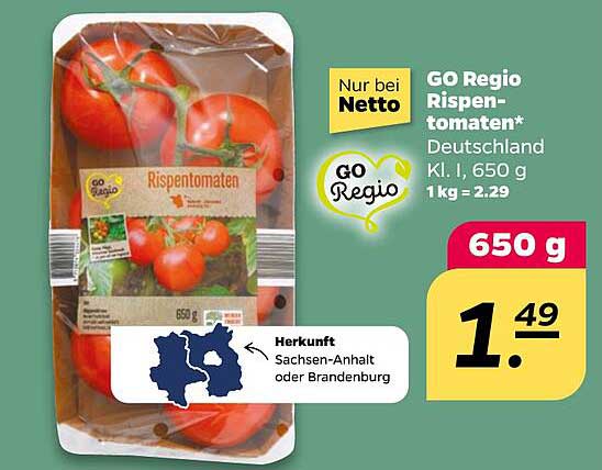 GO Regio Rispentomaten* Deutschland Kl. I, 650 g