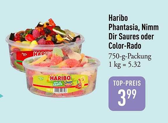 Haribo Phantasie, Nimm Dir Saures oder Color-Rado - 750-g-Packung