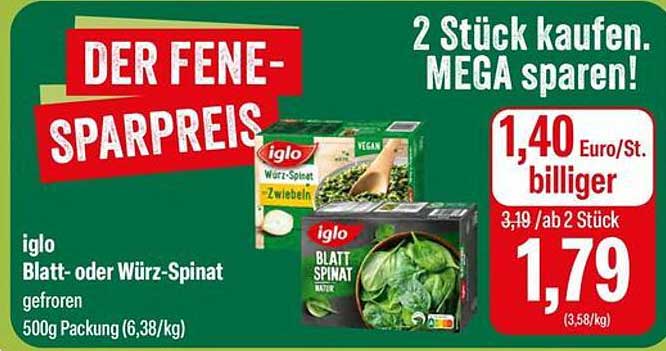 iglo Blatt- oder Würz-Spinat, 500g Packung