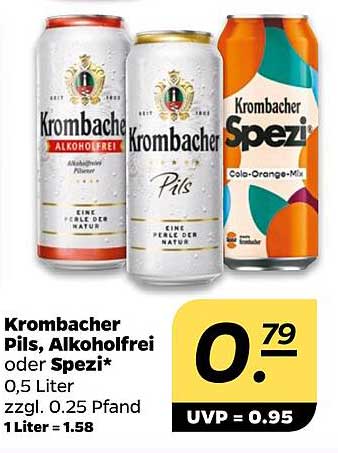 Krombacher Pils, Alkoholfrei oder Spezi 0,5 Liter