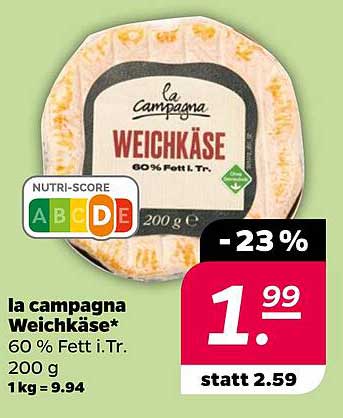la campagna Weichkäse 60 % Fett i. Tr. 200 g