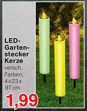 LED-Gartenstecker Kerze - Verschiedene Farben, 4x23x97 cm