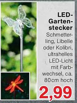 LED-Gartenstecker - Schmetterling, Libelle oder Kolibri