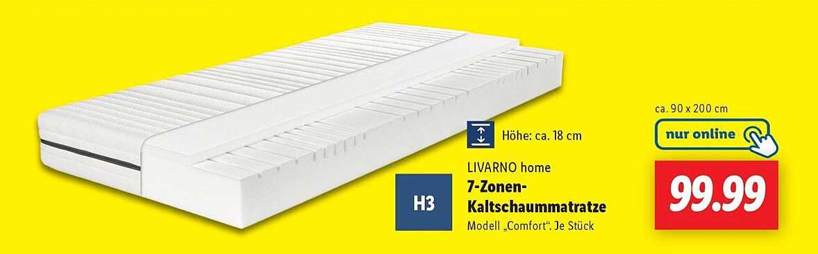 LIVARNO home 7-Zonen-Kaltschaummatratze Modell „Komfort“