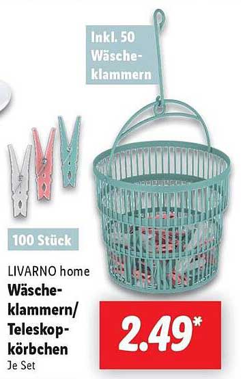 LIVARNO home Wäscheklammern/Teleskopkörbchen Je Set