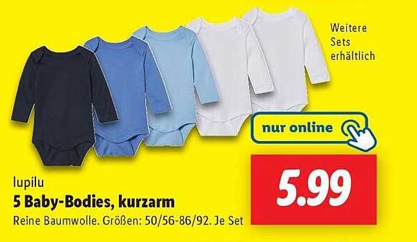 lupilu 5 Baby-Bodies, kurzarm