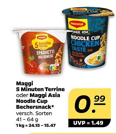 Maggi 5 Minuten Terrine oder Maggi Asia Noodle Cup Bechersnack