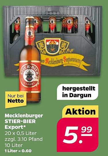 Mecklenburgischer STIER-BIER Export 20 x 0,5 Liter