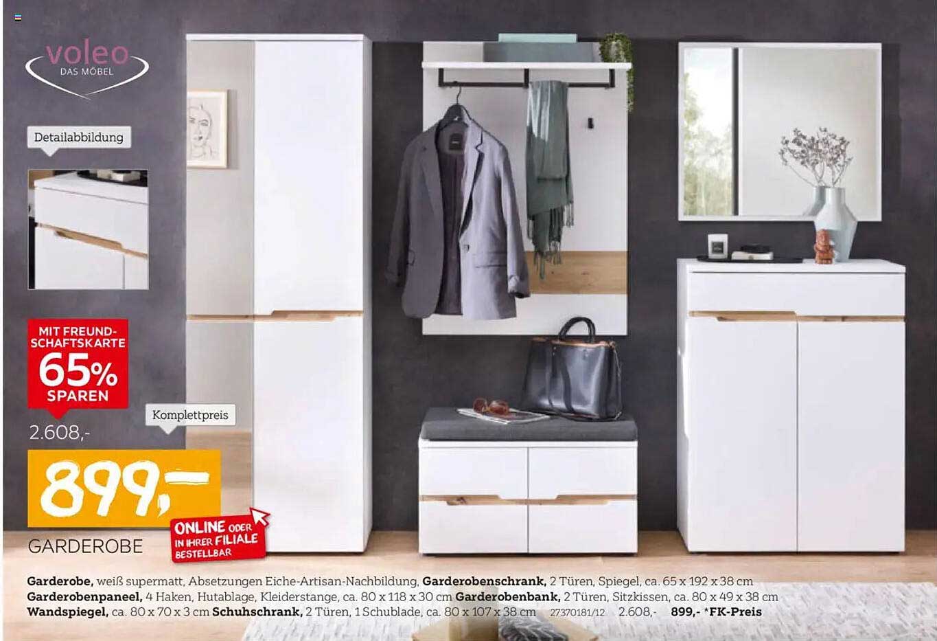 Moderne Garderobe in Weiß mit Eiche-Artisan-Nachbildung