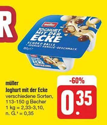 Müller Joghurt mit der Ecke, Verschiedene Sorten 113-150 g Becher
