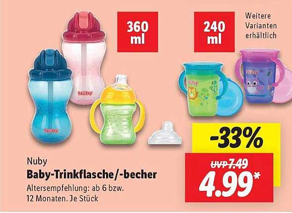 Nuby Baby-Trinkflasche/-becher 360 ml & 240 ml