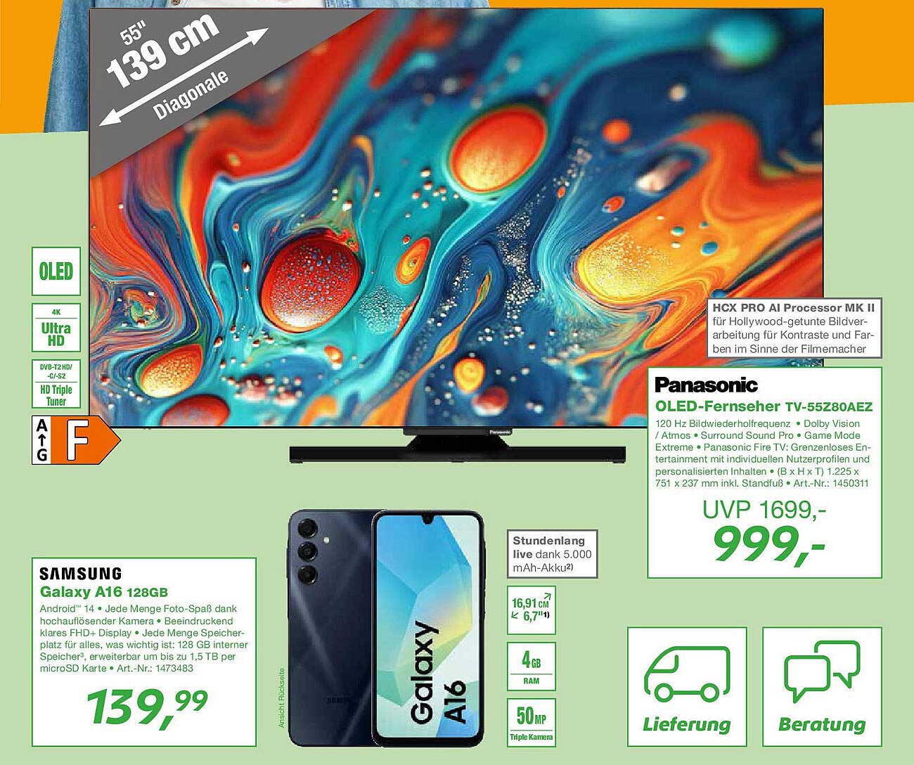 Panasonic OLED-Fernseher TV-55Z80AEZ – 55" Diagonale