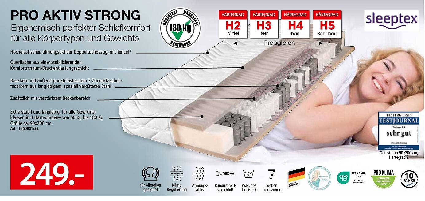 PRO AKTIV STRONG Matratze – Ergonomisch perfekter Schlafkomfort