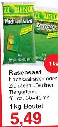 Rasensaat Nachsaatrasen oder Zierrasen »Berliner Tiergarten«