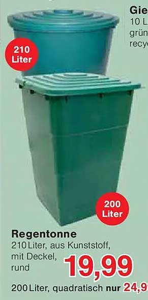 Regenton 210 Liter aus Kunststoff mit Deckel