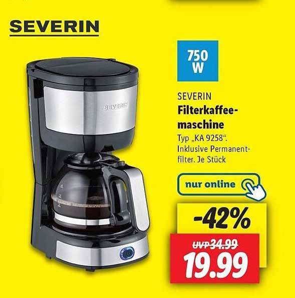 SEVERIN Filterkaffeemaschine Typ KA 9258: Inklusive Permanentfilter