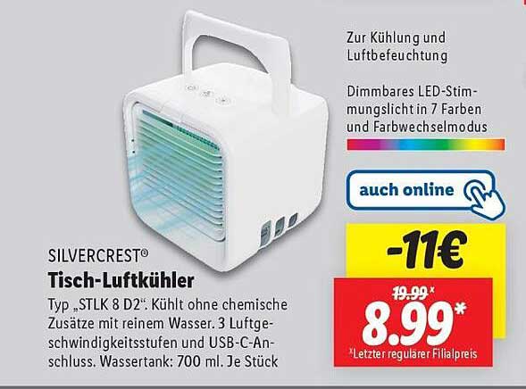 SILVERCREST® Tisch-Luftkühler Typ „STLK 8 D2“