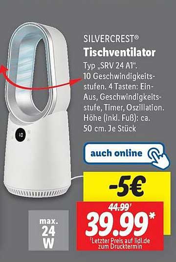 SILVERCREST® Tischventilator Typ „SRV 24 AT“
