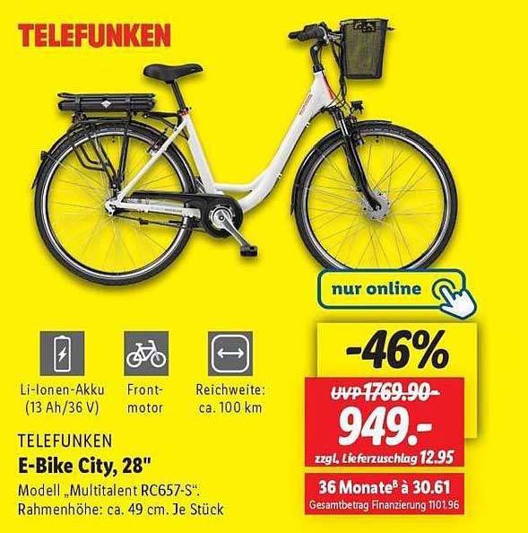 TELEFUNKEN E-Bike City, 28" - nur online