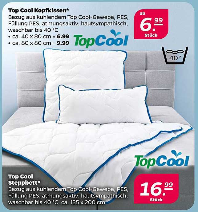 Top Cool Kopfkissen und Steppbett - Abkühlung für erholsame Nächte