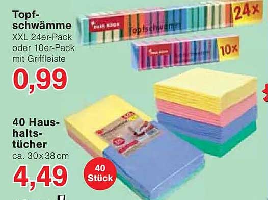 Topfschwämme XXL 24er-Pack oder 10er-Pack mit Griffleiste