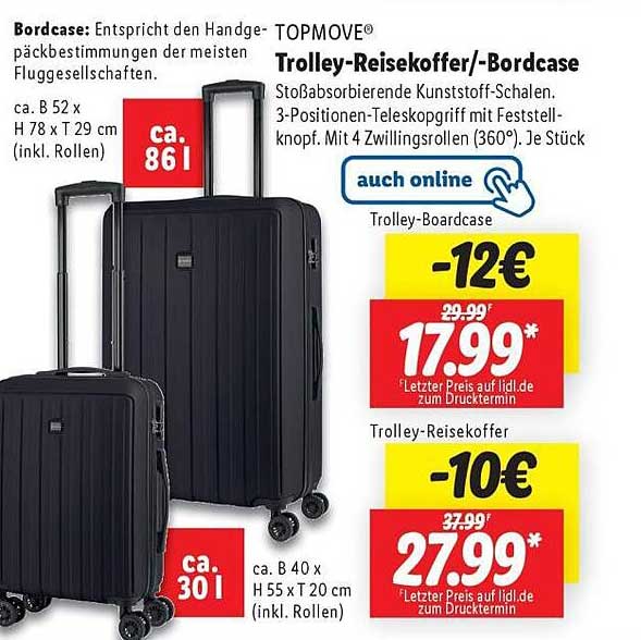 TOPMOVE® Trolley-Reisekoffer/-Boardcase
