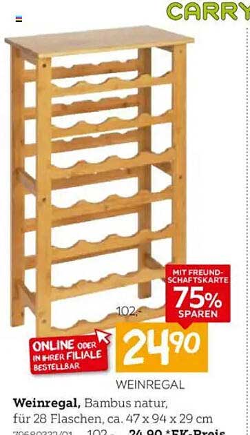 Weinregal aus Bambus für 28 Flaschen