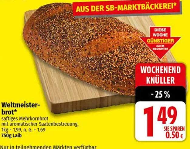Weltmeisterbrot - saftiges Mehrkornbrot mit aromatischer Saatenbestreuung