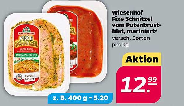 Wiesenhof Fixe Schnitzel vom Putenbrustfilet, mariniert - Aktion