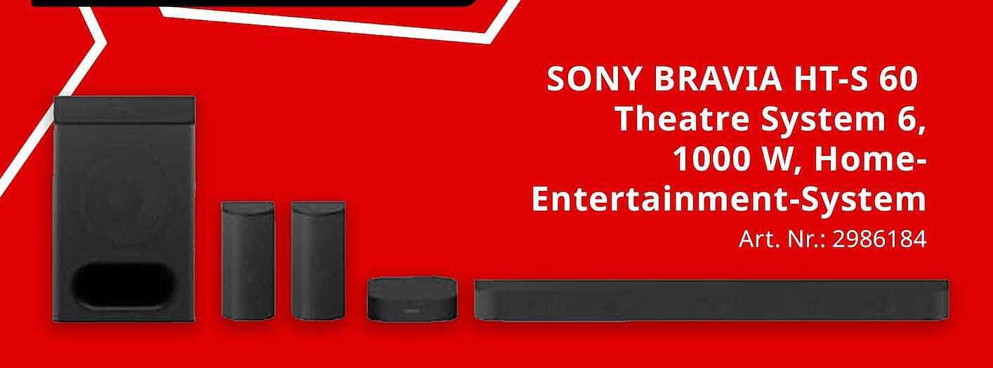SONY BRAVIA HT-S 60 Theatre System 6, 1000 W, Home-Entertainment-System