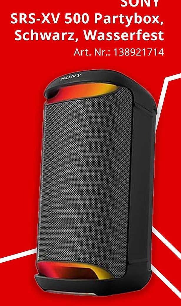 SONY SRS-XV 500 Partybox, Schwarz, Wasserfest