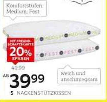 5 Nackenstützkissen - Komfortstufen: Medium, Fest