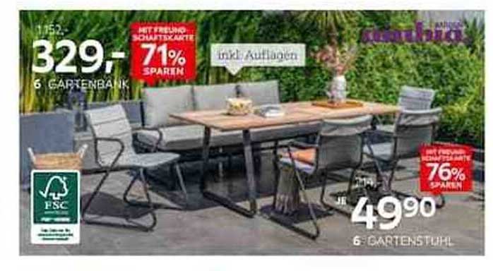 6 Gartenbank und 6 Gartenstühle im Set für unschlagbare Preise
