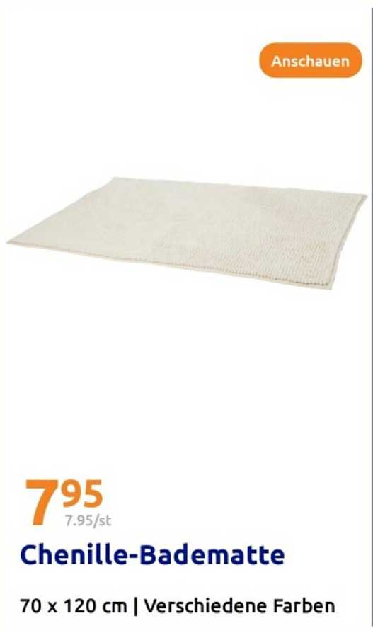 Chenille-Badematte 70 x 120 cm in verschiedenen Farben
