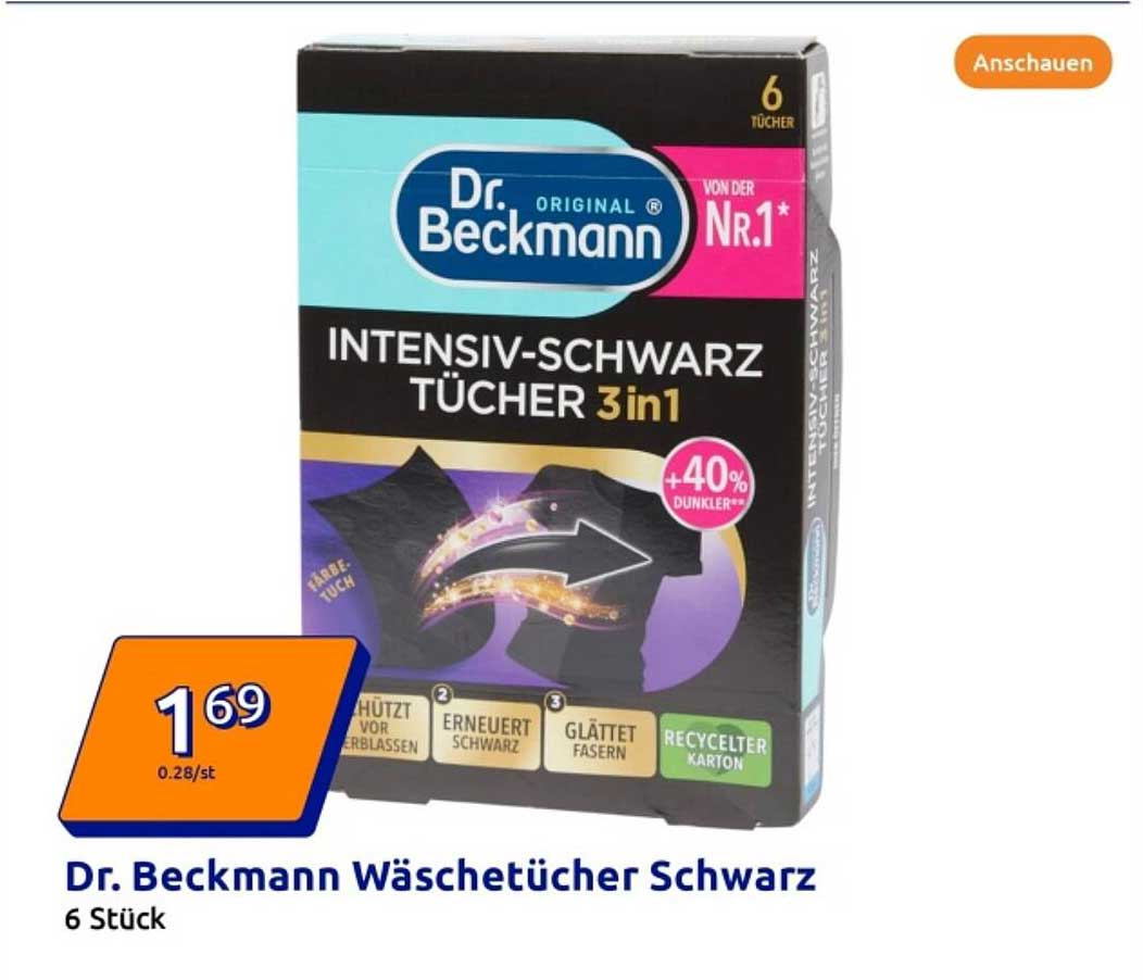 Dr. Beckmann Wäschetücher Schwarz 6 Stück