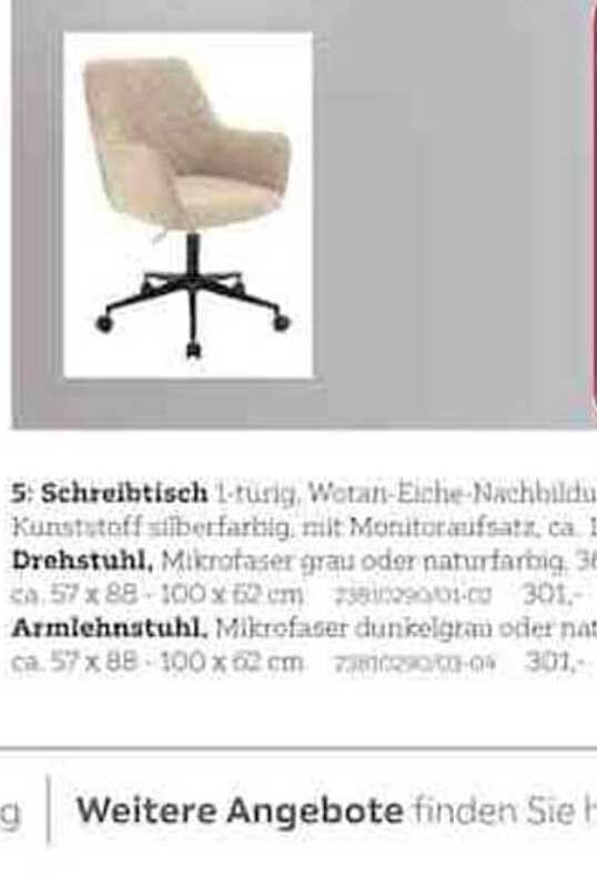 Drehstuhl Mikrofaser grau oder naturfarbig