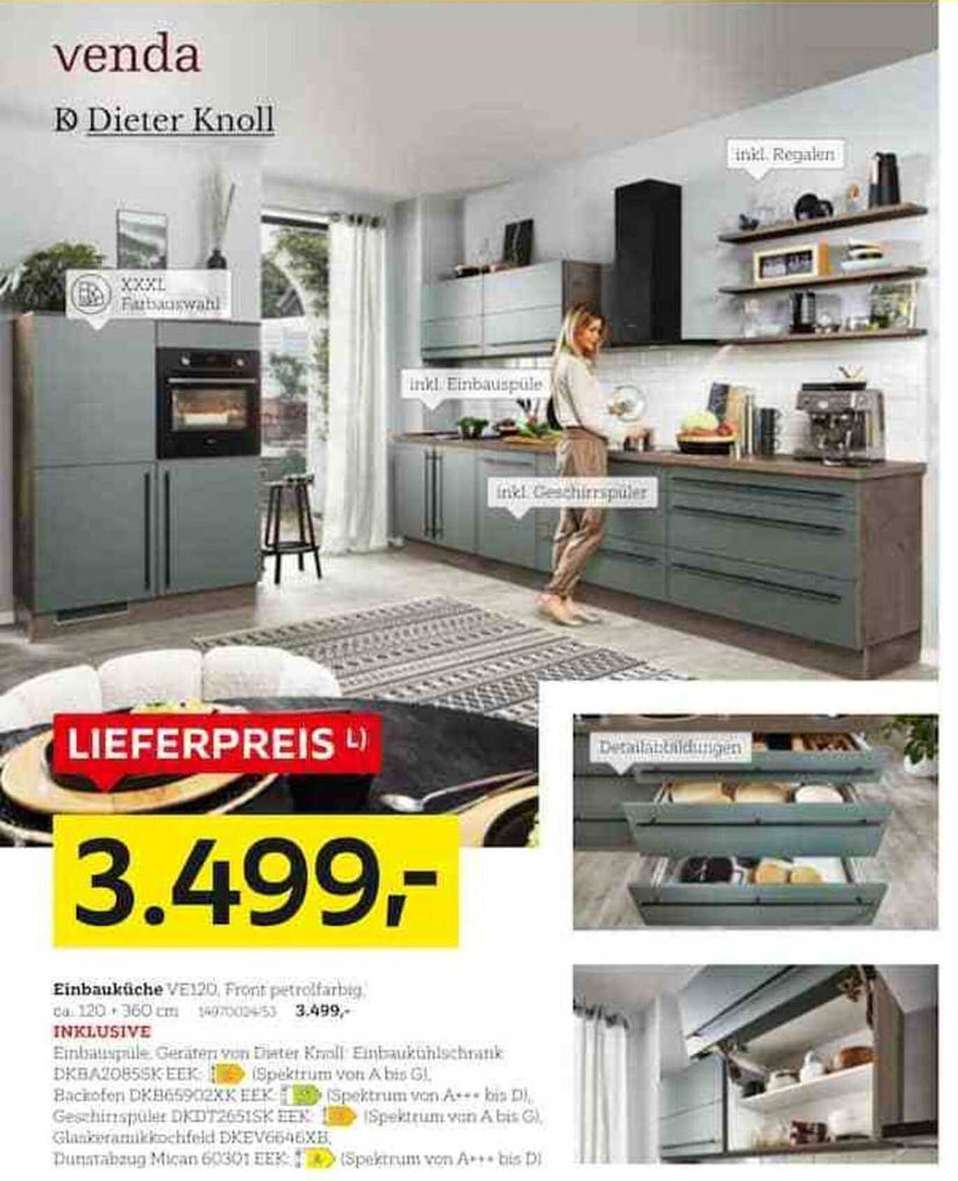 Einbauküche VE120 von Dieter Knoll – petrolfarbig