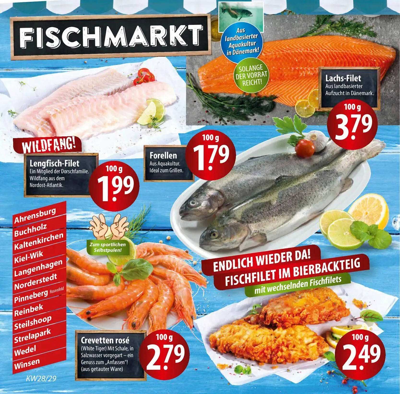 Fischmarkt Angebote: Lachs-Filet, Forellen, Lengfisch-Filet und mehr!