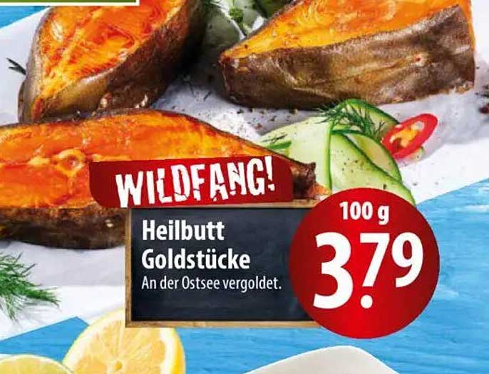 Heilbutt Goldstücke, WILD fang, 100 g für 3,79