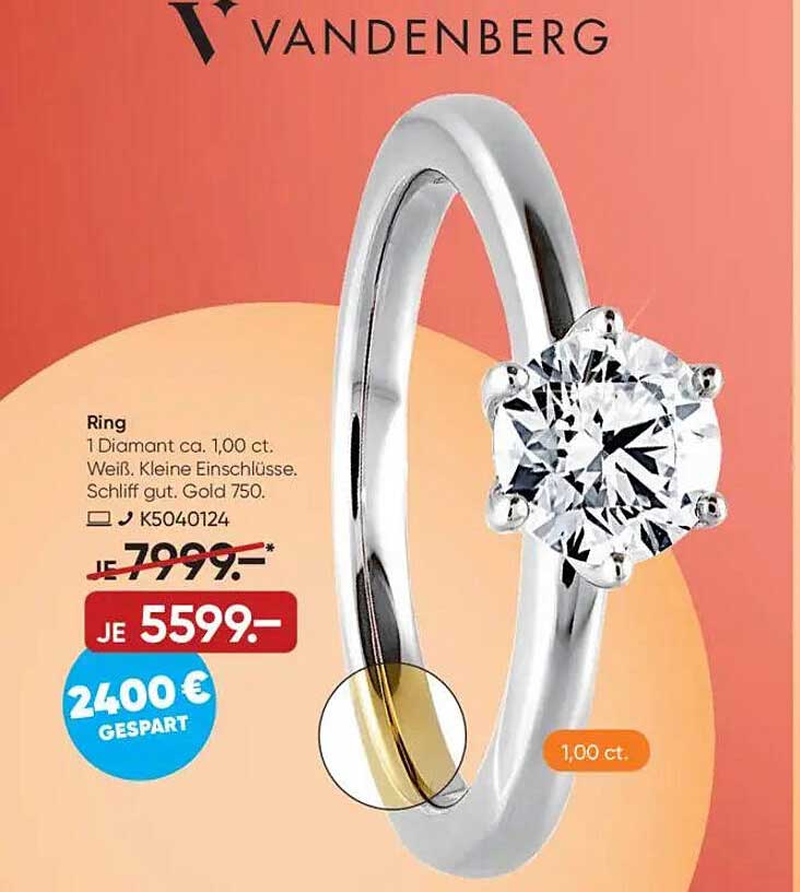 Ring mit 1 Diamant ca. 1,00 ct, Gold 750, VANDENBERG