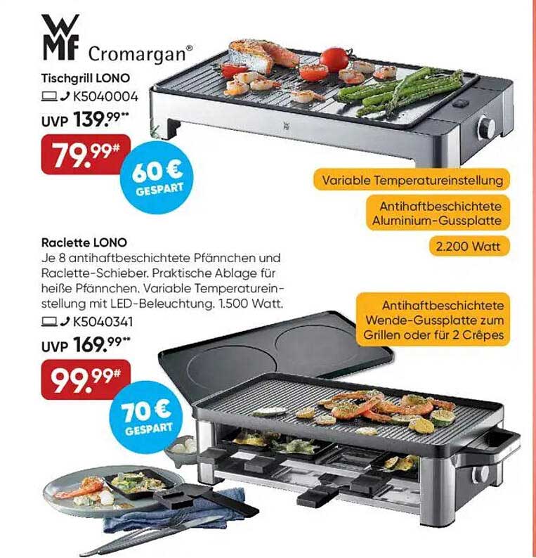 Tischgrill LONO und Raclette LONO von WMF Cromargan
