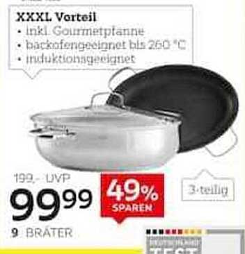 XXXL Vorteile Bräter 3-teilig mit Gourmetplatte