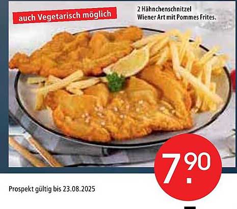 2 Hähnchenschnitzel Wiener Art mit Pommes Frites