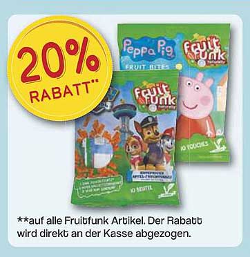 20 % Rabatt auf alle Fruitfunk Artikel